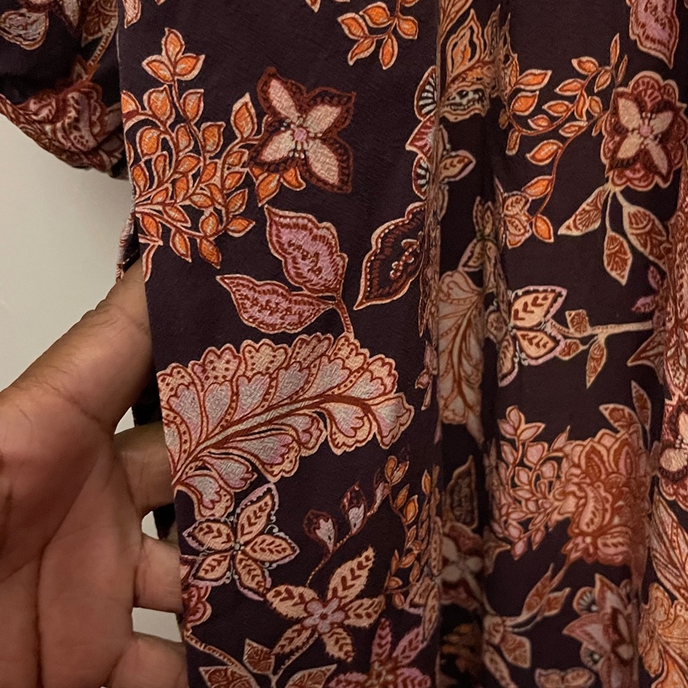 marine layer Lola burgundy floral midi dress medium - Picture 4 of 11
